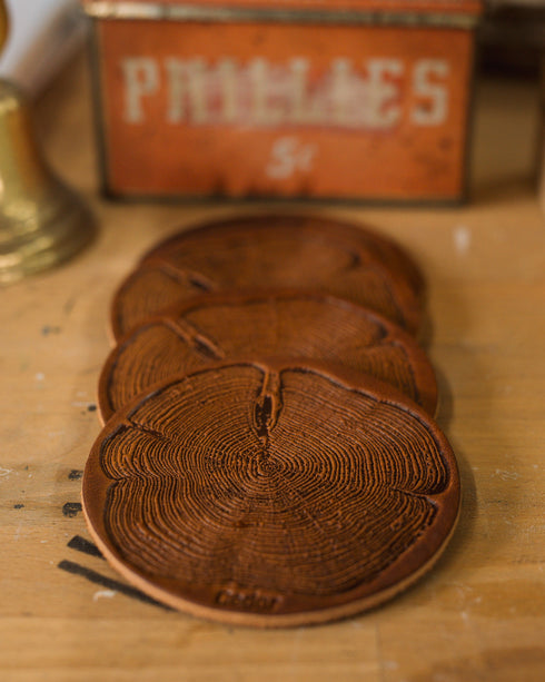 Leather Coasters (Cedar Tree Embossed)